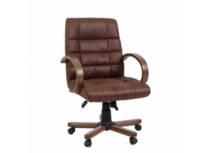 Silla de computadora marrón Silla de jefe Acolchado de cuero sintético Acolchado Sillas de oficina giratorias